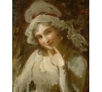 IPLUPJDY Vintage Wall Art Canvas Image Artwork Print Poster Study of a Smiling Young Woman by George Romney Wall Art Paintiing for Home Decor 60x90cm