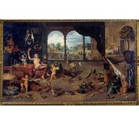 IPLUPJDY Vintage Wall Art Canvas Image Artwork Print Poster the Vanity of Human Life Allegory Painting by Jan the Elder Brueghel Wall Art Paintiing for Home Decor 60x90cm