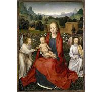 IPLUPJDY Vintage Wall Art Canvas Image Artwork Print Poster the Virgin and Child Between Two Angels by Hans Memling Wall Art Paintiing for Home Decor 60x90cm