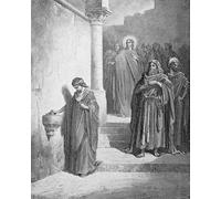 IPLUPJDY Vintage Wall Art Canvas Image Artwork Print Poster the Widow's Mite Engraved by L Dumont by Gustave Dore Wall Art Paintiing for Home Decor 60x90cm