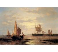 IPLUPJDY Vintage Wall Art Canvas Image Artwork Print Poster Twilight Sails by Abraham Hulk Snr Wall Art Paintiing for Home Decor 60x90cm