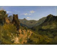 IPLUPJDY Vintage Wall Art Canvas Image Artwork Print Poster Valley in the Auvergne Mountains by Theodore Rousseau Wall Art Paintiing for Home Decor 60x90cm