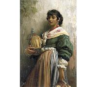 IPLUPJDY Vintage Wall Art Canvas Image Artwork Print Poster Venetian Girl with a Flask by Luke Fildes Wall Art Paintiing for Home Decor 60x90cm