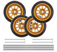 iplusmile 1:64 Scale Rc Car Model Wheels and Rubber Tires Replacement Set for Boys and Girls Remote Control Toy Cars, Gold Ten-spoke Hollow Axle Wheel Accessories for Toddler Racing Play