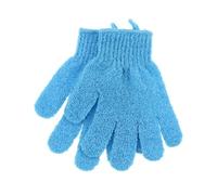 iplusmile 1 Pair Blue Nylon Bath Glove Exfoliating Scrub Gloves with Five Fingers for Men, Easy to Put and Take, for Bath and Shower Use