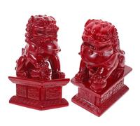 iplusmile 1 Pair Lion Statue Resin Sculpture Unique Chinese Traditional Lion Appearance Creative Meaningful Delicate Lifelike Home Office Choice and Decorating for Co-worker Friends