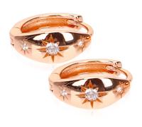 iplusmile 1 Pair S925 Silver Eight-pointed Star Earrings with Golden Rhinestones, Fashion Small Hoop Earrings for Clubs and Birthday, Fine Workmanship and Not Easy to Break