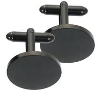 iplusmile 1 Pair Stainless Steel Cufflinks Set for Men and Women, round Black Button Covers, Easy to Use and Delicate Design, for Business Partnerships and Anniversary Occasions