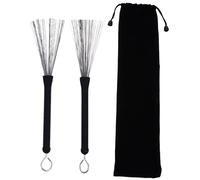 iplusmile 1 Pair Stainless Steel Wire Drum Brushes with Steel Handle Ring and Rubber Cover, Natural Sound and Good Spring Back Effect, Portable Drum Brushes for Drummer Playing and Youth