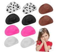 iplusmile 10 Pcs Mini Cowgirl Hat Hair Clips Small Cowboy Hat Hair Accessories Plastic Comfortable Easy to Use Stylish Western Flair for Halloween