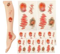 iplusmile 10 Sheets Realistic Halloween Scar Stickers Fake Cuts and Bruises Temporary Tattoo Decals for Pranks and Costume Makeup