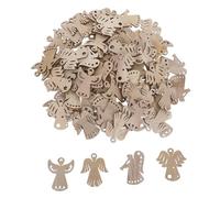 iplusmile 100pcs Wooden Angel Ornaments for DIY Crafts and Christmas Tree Decorations, Rustic Blank Design with Easy Coloring Features, Wooden Angel Embellishments for Holiday and Wedding