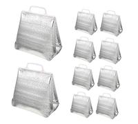 iplusmile 10pcs Aluminum Foil Tote Bag Thermal Food Bag Lunch Bag with Containers Insulated Lunch Bag Reusable Shopping Bags Deliveries Cool Bag Medium Large Food Bags Takeaway Silver Cotton