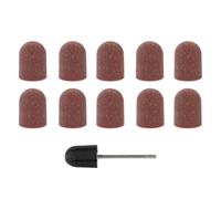iplusmile 10pcs Coffee Color 180# Nail Sanding Caps with Polishing Burr and Grinding Head, Manicure and Pedicure Tool Set for Callus Removal and Cuticle Care, Compatible with Electric Nail