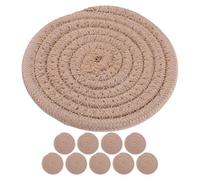 iplusmile 10pcs Heat Resistant Coasters Hand-woven Cotton Rope Circular Cup Pad Khaki for Drinks and Mugs, Dining Table, Tea and Coffee