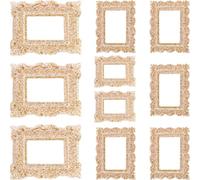 iplusmile 10pcs Mini Vintage Picture Frames Resin Craft Making Accessory for Diy, Medium Platinum and Crackled Photo Frames Set, Suitable for Dollhouse and Wallet Size Photos