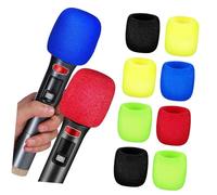 iplusmile 10pcs Thickened Microphone Covers Sponge Mic Protective Soft Windshield Set for Live Streaming Ktv Home Use with Black, Yellow, Red, Navy, Green Colors