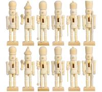 iplusmile 12 Pcs Christmas Wooden Nutcrackers: 13cm/5.1" Unfinished Nutcracker Figures Unpainted Walnut Soldier Ornament for Christmas Ornaments,Home Decor, Kids Craft(Random Styles)