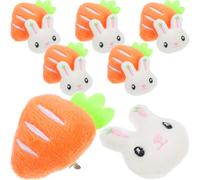 iplusmile 12 Pcs Plush Mini Rabbit and White Line Carrot Brooch Pin Set, Decorative Breastpin Ornaments for Women’s Clothing Accessories, Cute Animal Lapel Pins for Casual and Party Wear