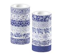 iplusmile 12 Rolls Blue and White Porcelain Washi Tape Set | Vintage Chinoiserie Style, Paper Matte Finish, Detailed Layering, Classroom Use, Soft Ink Printing