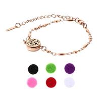 iplusmile 12mm Rose Gold Hollow-out Aromatherapy Bracelet for Women with Cotton Core Diffuser Wrist Jewelry Adjustable Scented Link Chain for Everyday Wear Random Color