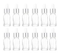 iplusmile 12pcs 5ml Glass Dropper Bottles with Pipettes, Silver Ring and White Rubber Top, Reusable Small Travel Dropper Bottles for Essential Oils and Body Oil Storage