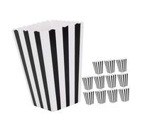 iplusmile 12pcs Black Striped Paper Popcorn Boxes for Movie Night Party Supplies Snack Containers for Popcorn Candy Birthday Wedding Carnival and Themed Events