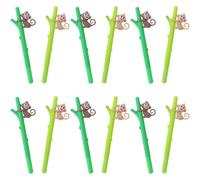 iplusmile 12Pcs Creative Monkey Gel Pens Set, Fine Tip Multi-Function Business Writing Pens, Soft Rubber Grip, Green Gradient Colors, Portable Office and School Stationery