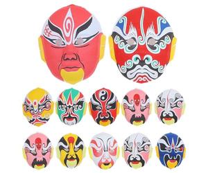 iplusmile 12pcs Lightweight Chinese Opera Party Masks with Flocking Plastic Material, Decorative Beijing Opera Design for Performance and Home Cosplay