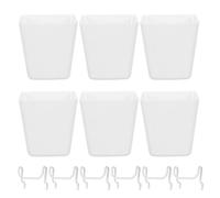 iplusmile 12pcs Pegboard Storage Bins with Hooks, Small White Metal Pegboard Rack and Plastic Square Organizer Boxes for Garage, Workshop, Office and Kitchen Storage