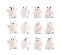 iplusmile 12pcs Resin Mini Bear Figurines Set Tiny Cartoon Bear Decorations for Dollhouse Accessories and Micro Landscape Decor Cute Ornaments for Educational and Home Display