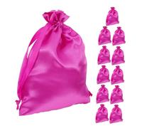 iplusmile 12pcs Satin Wig Bags with Drawstring Closure Travel Friendly Hair Extension Storage Pouches Water Resistant Organizers for Wigs and Accessories Compact Rose Red Satin Cloth Bags