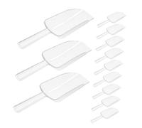 iplusmile 12pcs Transparent Plastic Food Scoops for Ice Cubes Flour Coffee Beans Candy Popcorn Reusable Lightweight Kitchen Scoops with Ergonomic Handle for Desserts Parties Buffet and