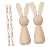 iplusmile 12pcs Unfinished Wooden Rabbit Figures DIY Paint Craft Easter Bunny Ornaments Smooth Polished Surface Safe for Adults Charming Decor Resistant to Fading and Cracking