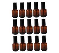 iplusmile 15pcs 8ml Empty Refillable Nail Polish Bottles with Brush, Cylindrical Tea Color Glass Cosmetic Containers for DIY Nail Art Touch and Travel Use