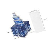 iplusmile 16th Birthday Money Pulling Box Cake Pull out Kit with Blue Silver Design, Cash Birthday Party Accessory for Teens, Empty Money Boxes for Cash