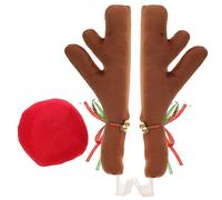 iplusmile 1set Reindeer Antler Car Decoration for Christmas Easy to Clean Auto Holiday Decor for Suvs and Trucks Festive Bells Ribbons Included