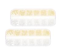 iplusmile 2 Boxes Metal Nail Art Beads Mix Size and Color, Gold Silver Micro Caviar Steel Ball Studs for DIY Nail Embellishments and Manicure Decorations