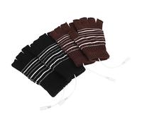 iplusmile 2 Pairs USB Heated Fingerless Gloves Wool Mittens with Constant Temperature Design Soft Skin Friendly Fabric Hand Warmer for Winter Compatible with USB Charger Power Bank and