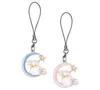 iplusmile 2 Pcs Alloy Moon Star Rabbit Phone Chain Strap Keychain Pendant Cute Phone Charm for Bag or Backpack Easy to Install and Simple to Remove