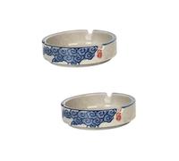 iplusmile 2 pcs Creative Hand Painted Blue Ceramic Ashtray Decorative Japanese Style Underglaze Porcelain for Home Living Room Desktop Storage and Easy Cleaning
