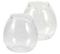 iplusmile 2 Pcs Mini Glass Milk Jug 20ml - Small Espresso Shot Glass Pitcher with Spout - Tiny Clear Creamer Pourer for Coffee Syrup, Honey, Sauce & Tea - BaristaAccessories (Clear)