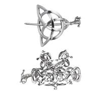 iplusmile 2 Pcs Vintage Metal Viking Hair Clips Spring Barrettes Ponytail Holder for Weddings and Work, Charming Silver Hair Accessories to Create Beautiful Hairstyles