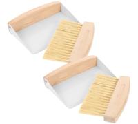 iplusmile 2 Sets Mini Dustpan and Keyboard Cleaning Brush Set with White Sisal Broom for Desktop and Car Interior Detail Cleaning