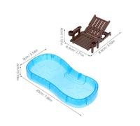 iplusmile 2 Sets Miniature Swimming Pool and House Model with Swim Rings and Beach Chairs Smooth Surface Mini Summer Scene Prop for DIY Garden Decor and Miniature Furniture Play