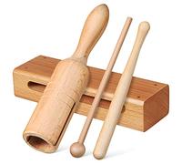 iplusmile 2 Sets Orff Percussion Wood Blocks and Handheld Clapper Tubes with Wooden Mallets Educational Musical Instruments for Coordination and Rhythm Development
