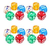 iplusmile 20pcs 25mm Rounded Edge Translucent Acrylic Dice Set, 6-sided Board Game Accessories for Classroom Math Teaching and Halloween Party