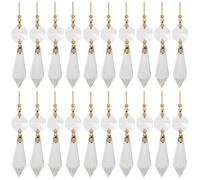 iplusmile 20pcs Clear Crystal Chandelier Icicle Prisms with Beads Elegant Replacement Parts for Home Decor Easy Upgrade for Living Dining Kitchen Office Hotel Lighting