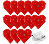 iplusmile 20pcs Red Heart Flashing Brooches, LED Light Up Badges, Plastic Luminous Lapel Pins with Safety Clasp for Valentine's Day, Wedding, Hen Party Favours, Costume Accessories