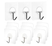 iplusmile 20pcs Transparent Adhesive Wall Hooks Heavy Duty Reusable Clothes Hangers Multipurpose Traceless Hooks for Kitchen Bathroom Travel Dormitory Drying